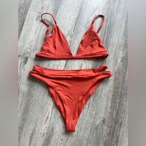 Orange Red Toast high waisted Swim Bikini